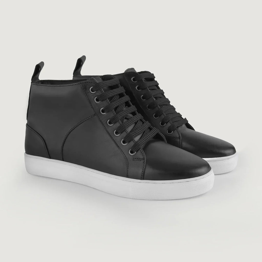 Marty High Top Black Leather Sneakers