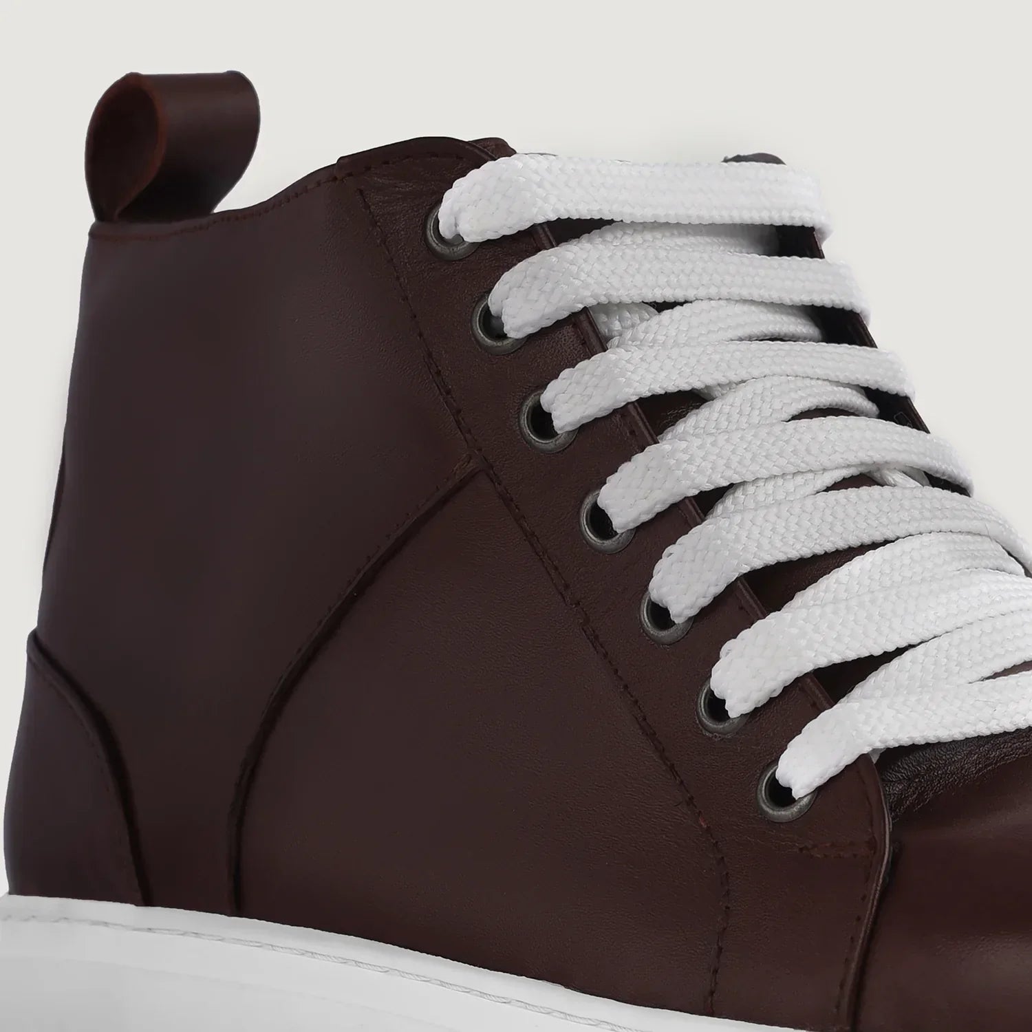 Marty High Top Maroon Leather Sneakers