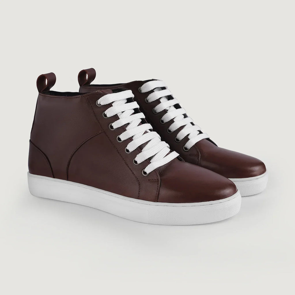 Marty High Top Maroon Leather Sneakers