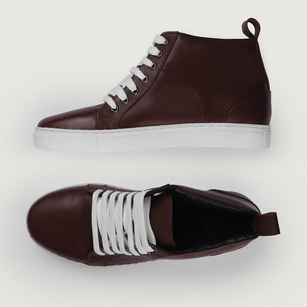 Marty High Top Maroon Leather Sneakers
