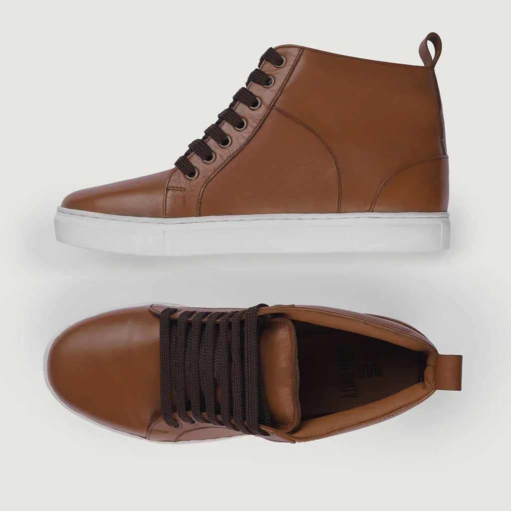 Marty High Top Tan Leather Sneakers