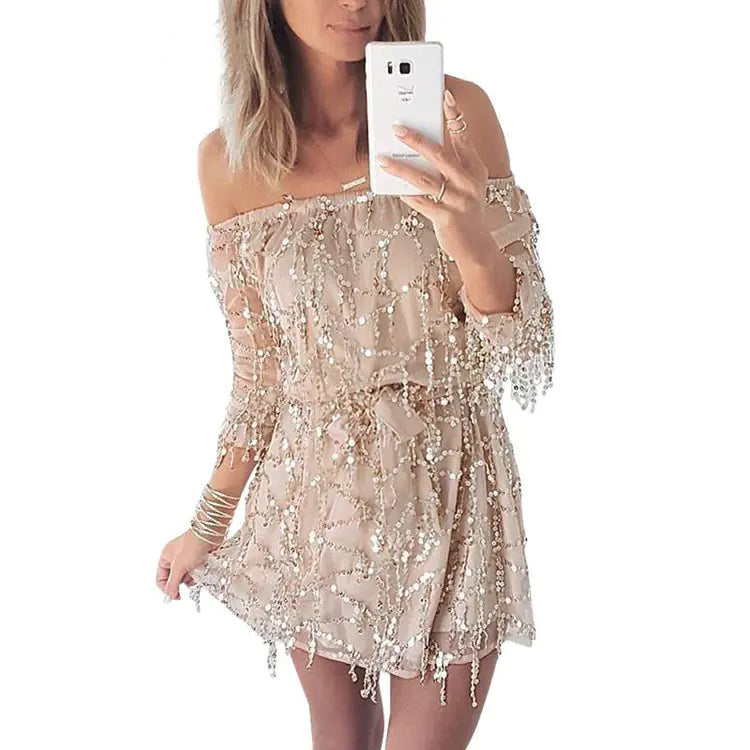FashionedStar Short Sequin Fringe Formal Dress
