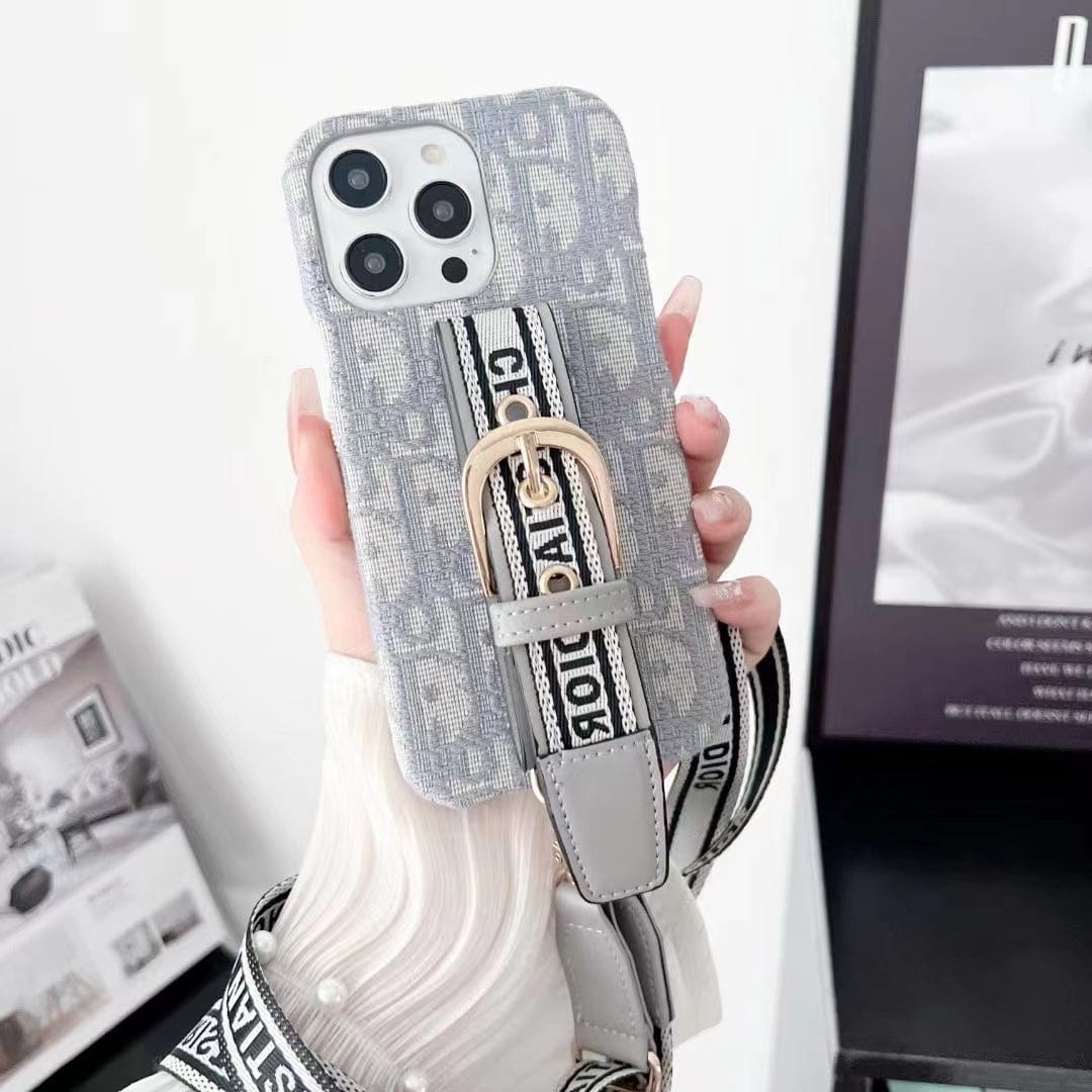 fashionedstare Dior Designer Strap iPhone Cases with Adjustable Lanyard
