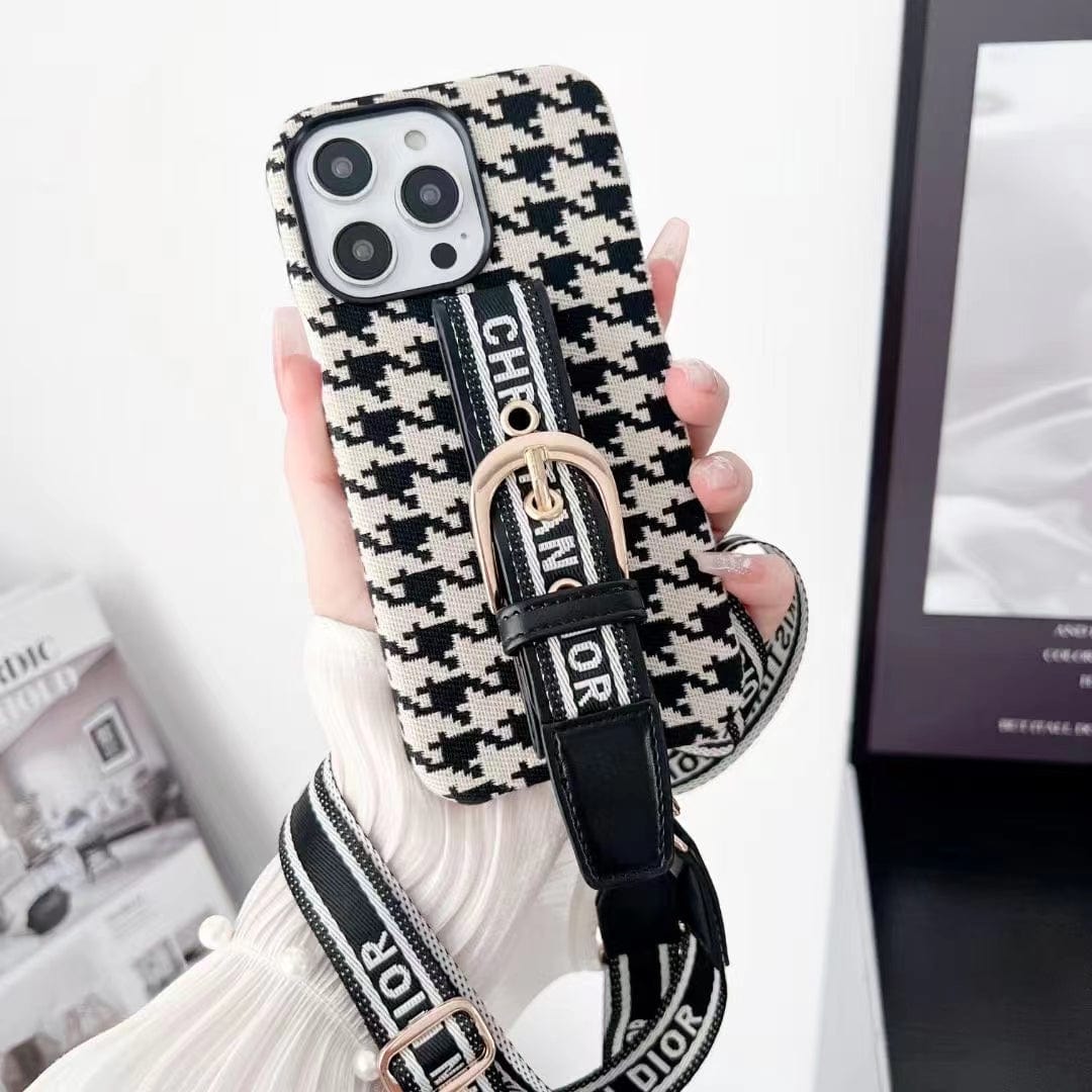 fashionedstare Dior Designer Strap iPhone Cases with Adjustable Lanyard