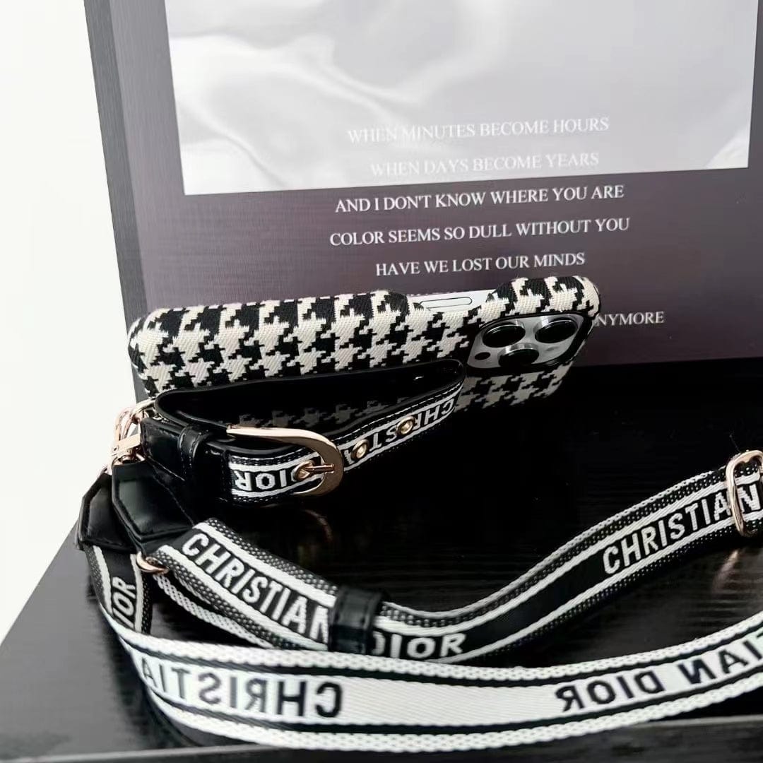 fashionedstare Dior Designer Strap iPhone Cases with Adjustable Lanyard