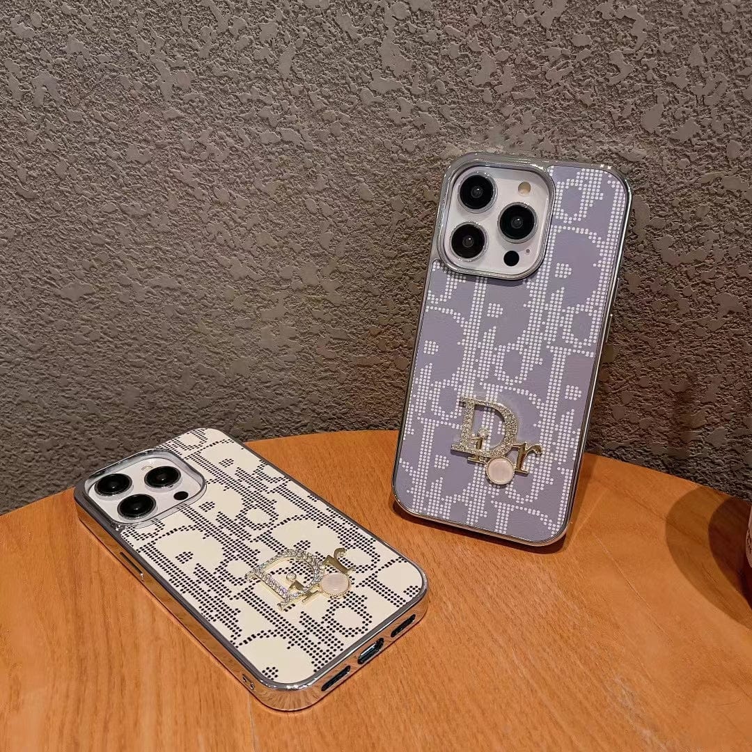 fashionedstare Dior iPhone Cases with Iconic Pattern and Pearl Accent