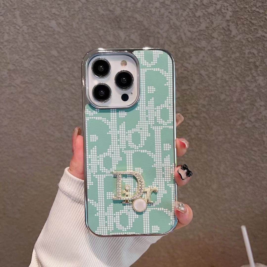 fashionedstare Dior iPhone Cases with Iconic Pattern and Pearl Accent