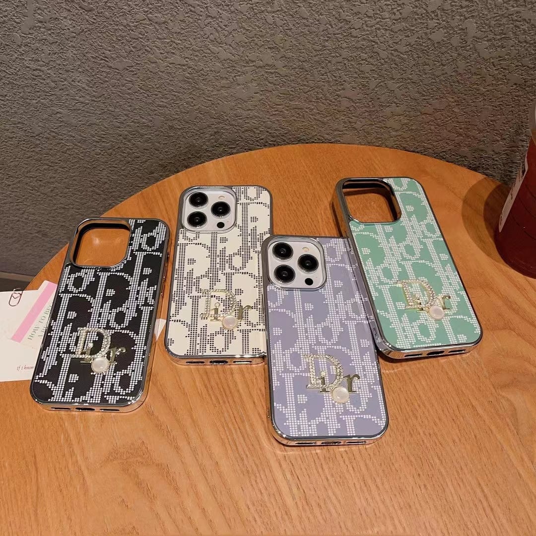 fashionedstare Dior iPhone Cases with Iconic Pattern and Pearl Accent