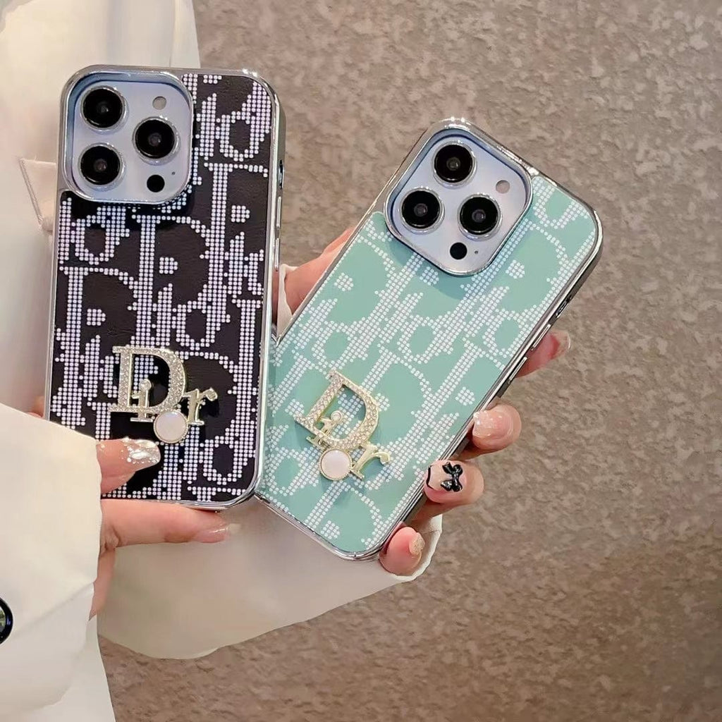fashionedstare Dior iPhone Cases with Iconic Pattern and Pearl Accent