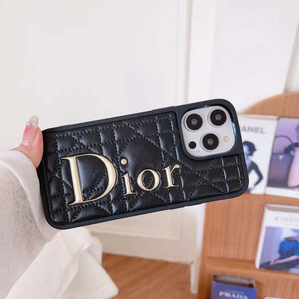 fashionedstare Dior Quilted Leather iPhone Cases with Embossed Logo