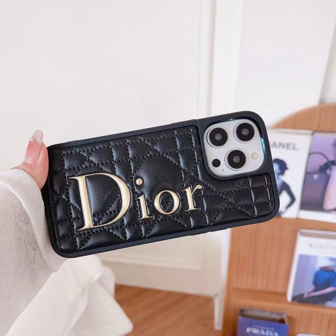 fashionedstare Dior Quilted Leather iPhone Cases with Embossed Logo