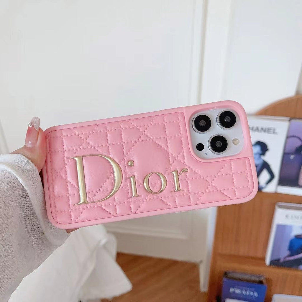 fashionedstare Dior Quilted Leather iPhone Cases with Embossed Logo