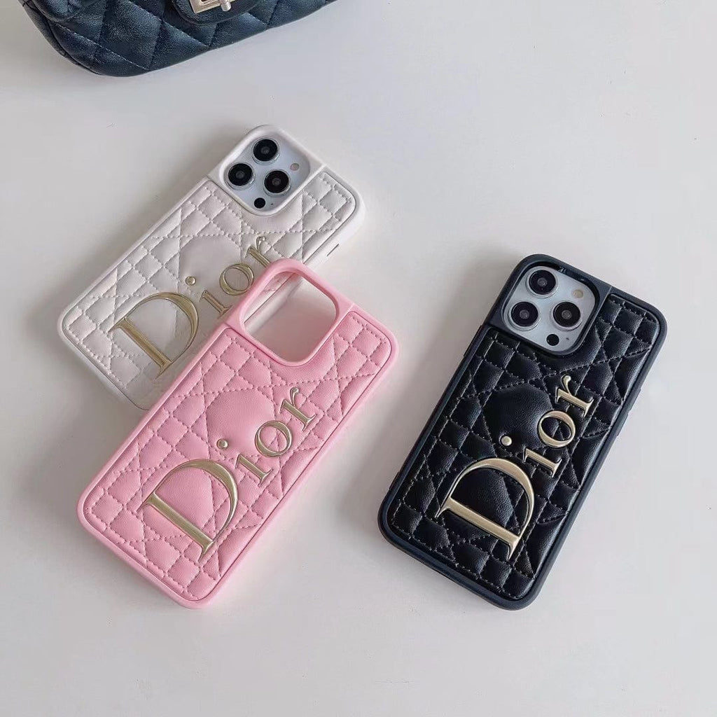 fashionedstare Dior Quilted Leather iPhone Cases with Embossed Logo