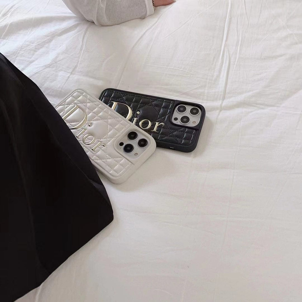 fashionedstare Dior Quilted Leather iPhone Cases with Embossed Logo