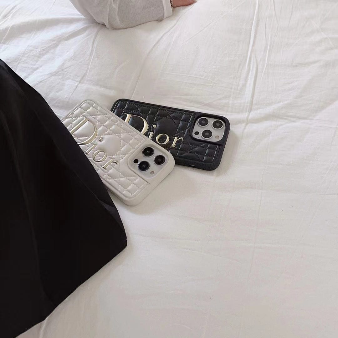 fashionedstare Dior Quilted Leather iPhone Cases with Embossed Logo