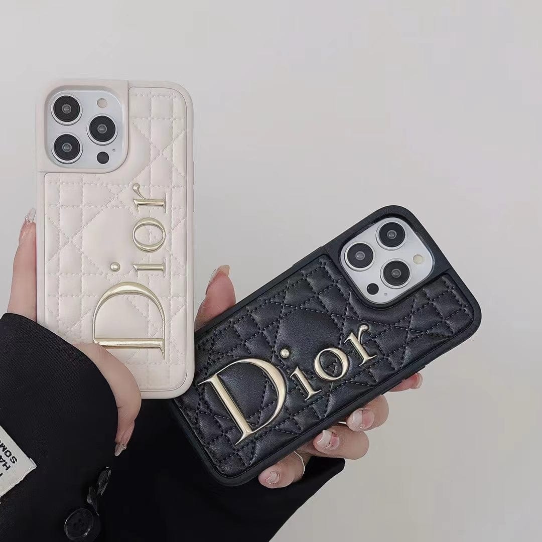 fashionedstare Dior Quilted Leather iPhone Cases with Embossed Logo