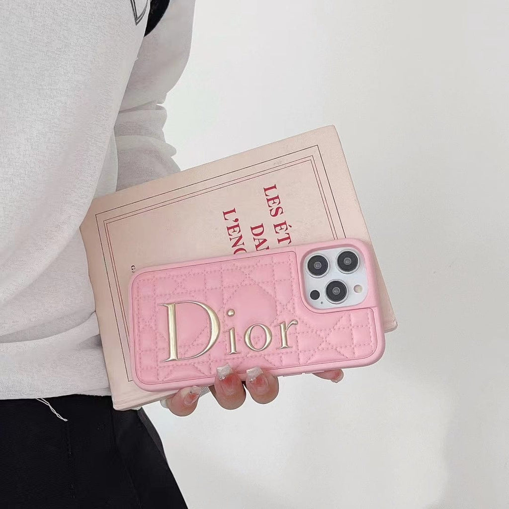 fashionedstare Dior Quilted Leather iPhone Cases with Embossed Logo