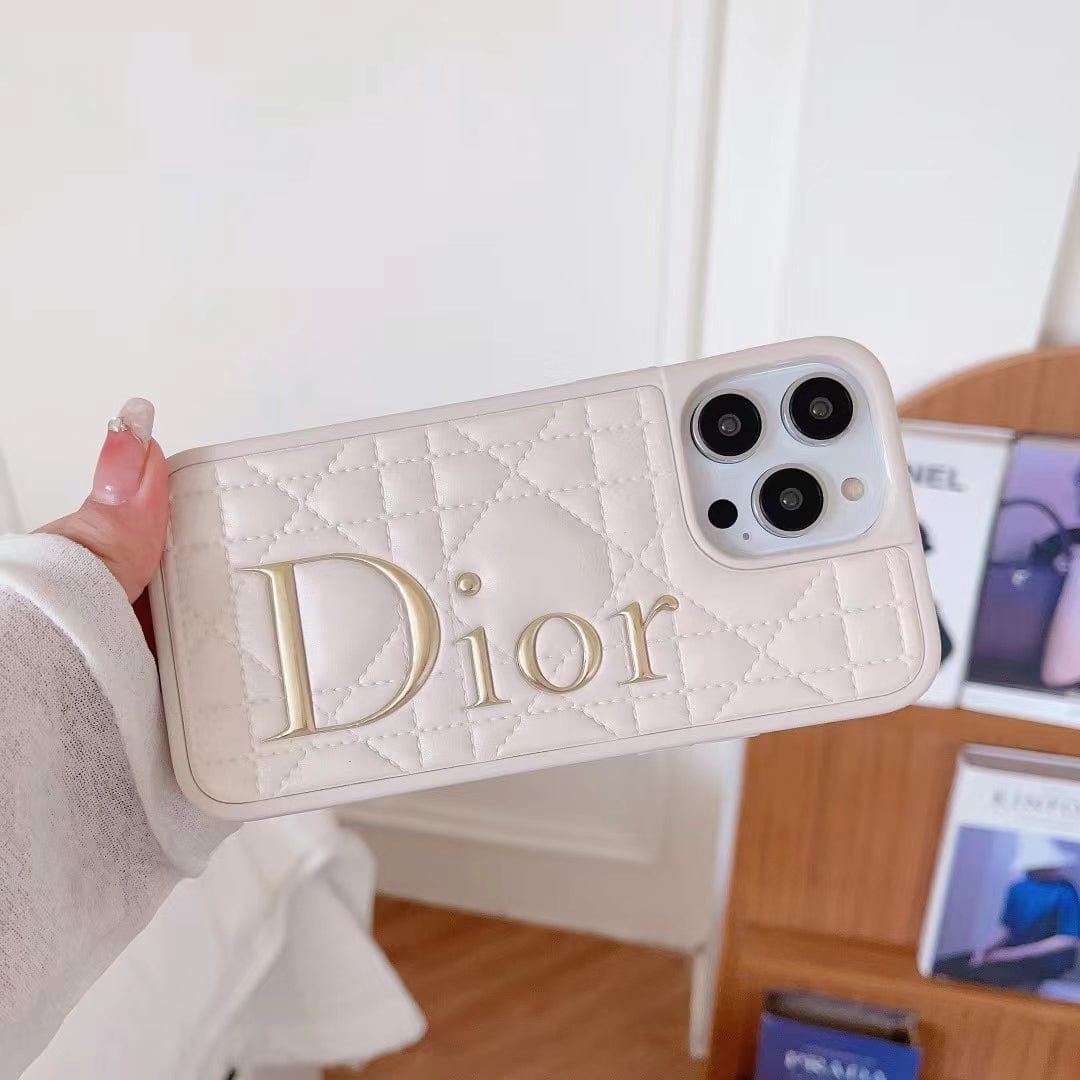 fashionedstare Dior Quilted Leather iPhone Cases with Embossed Logo