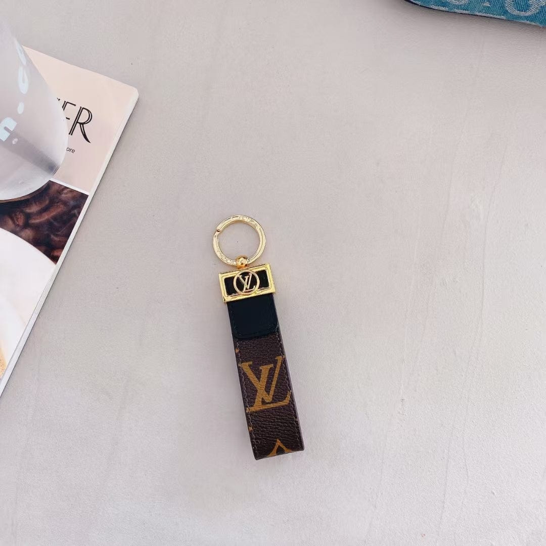 fashionedstare Louis Vuitton Monogram and Leather Key Holders with Gold Hardware | LV Keychain