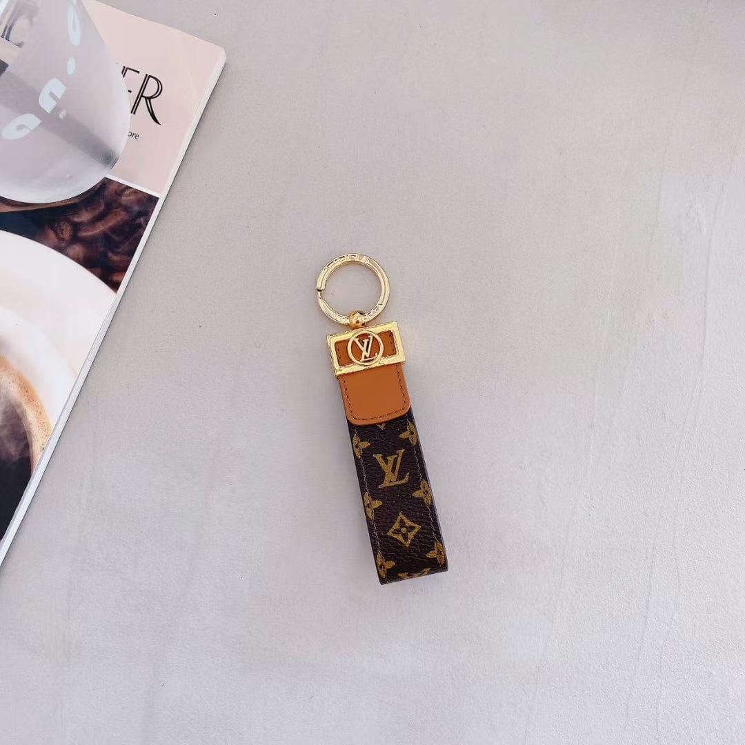 fashionedstare Louis Vuitton Monogram and Leather Key Holders with Gold Hardware | LV Keychain