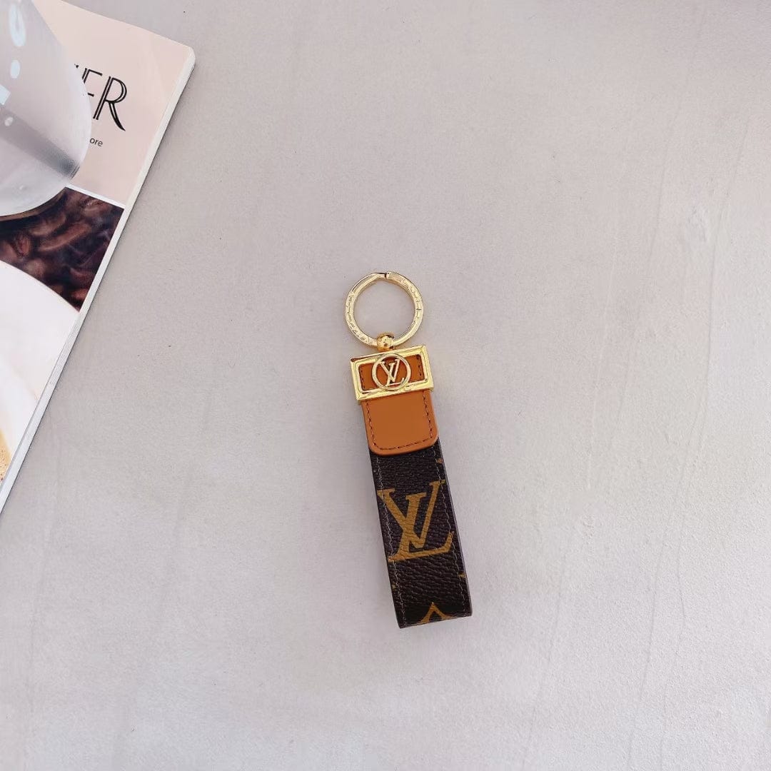 fashionedstare Louis Vuitton Monogram and Leather Key Holders with Gold Hardware | LV Keychain