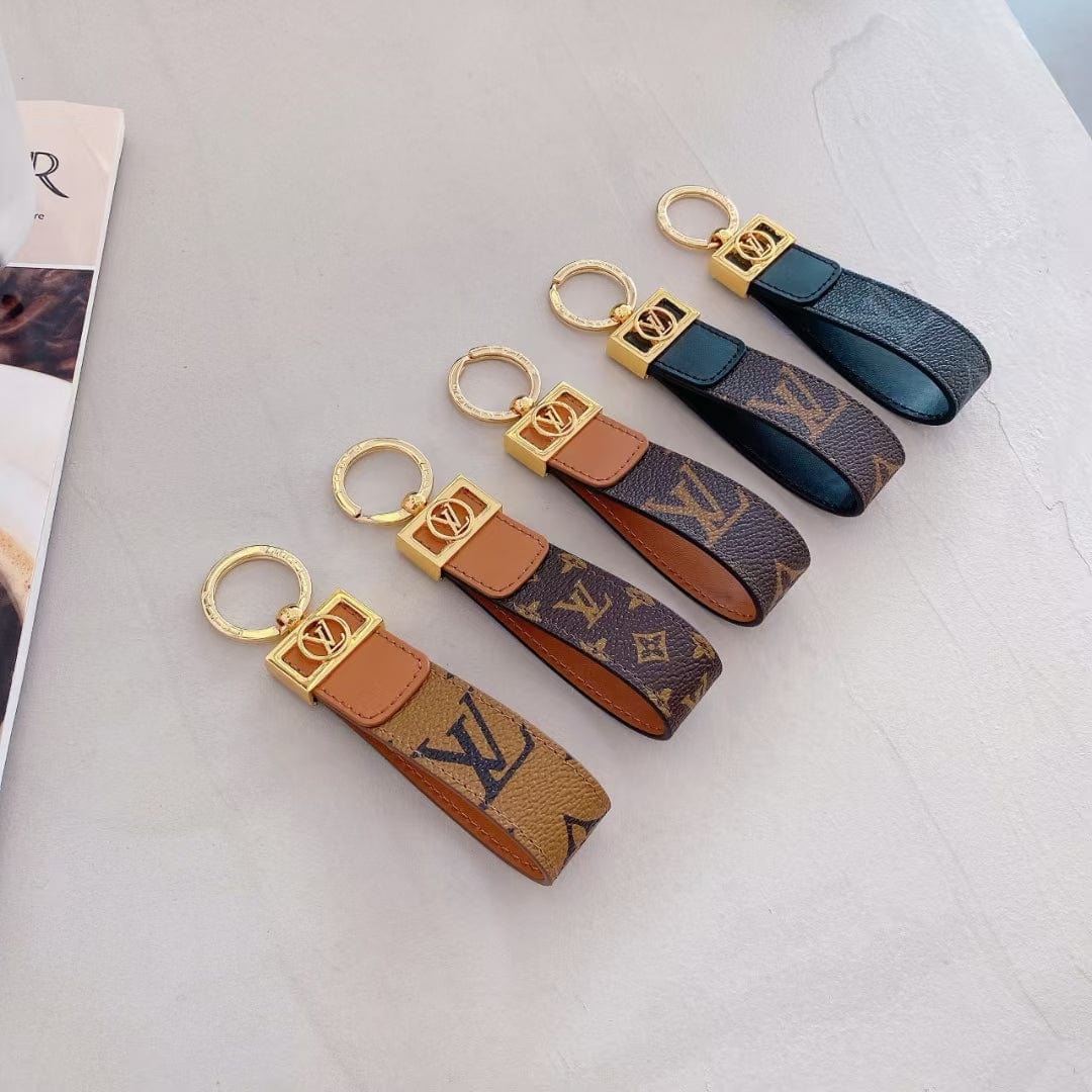 fashionedstare Louis Vuitton Monogram and Leather Key Holders with Gold Hardware | LV Keychain
