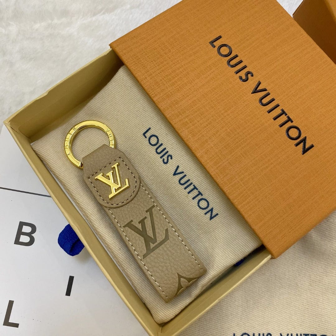 fashionedstare Louis Vuitton Monogram Leather Key Holders with Gold LV Logo | LV Keychain