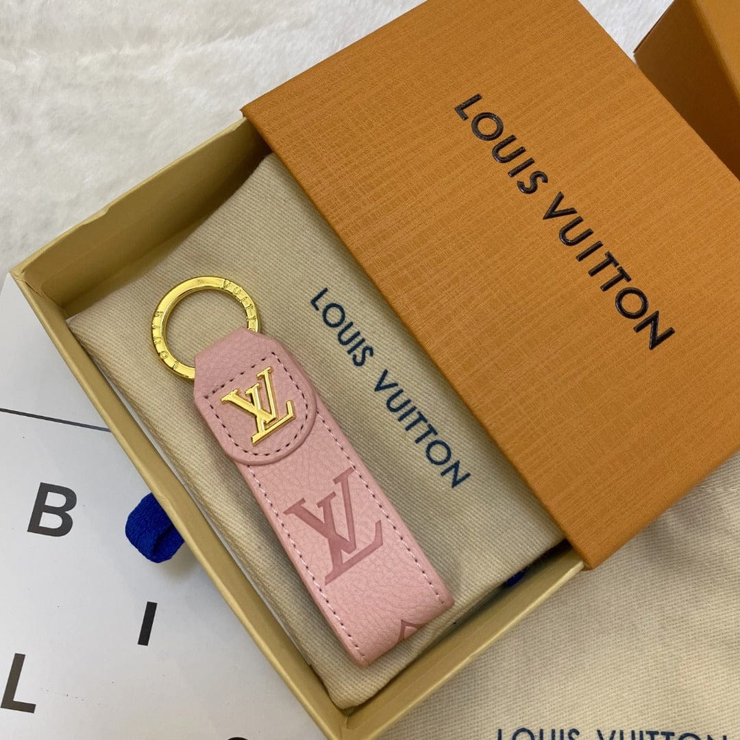 fashionedstare Louis Vuitton Monogram Leather Key Holders with Gold LV Logo | LV Keychain