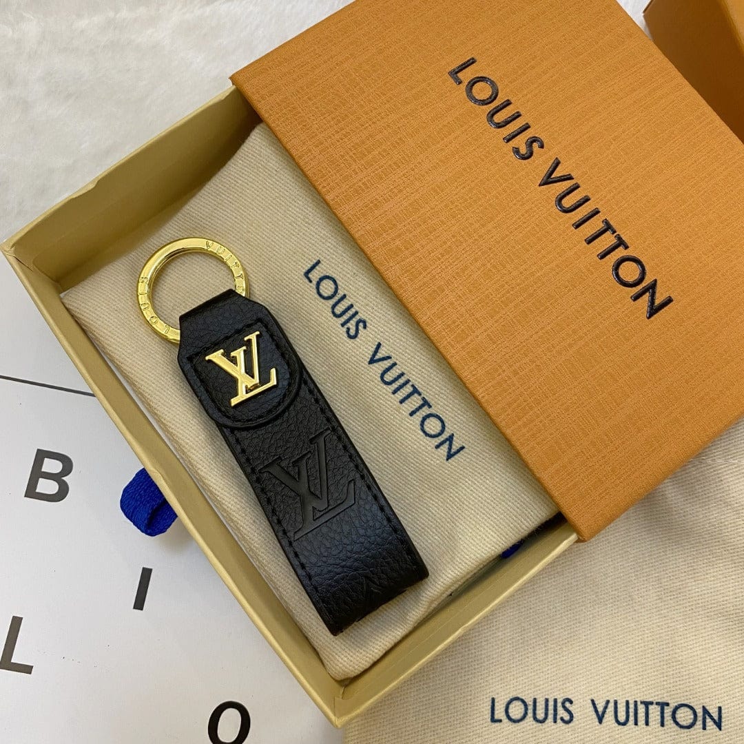 fashionedstare Louis Vuitton Monogram Leather Key Holders with Gold LV Logo | LV Keychain
