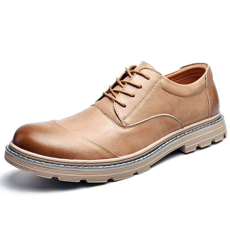 NoirFolds Retro Casual Thick-Soled Leather Shoes for Men