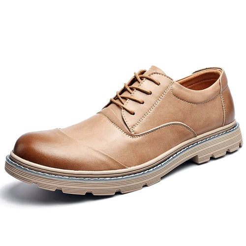 NoirFolds Retro Casual Thick-Soled Leather Shoes for Men
