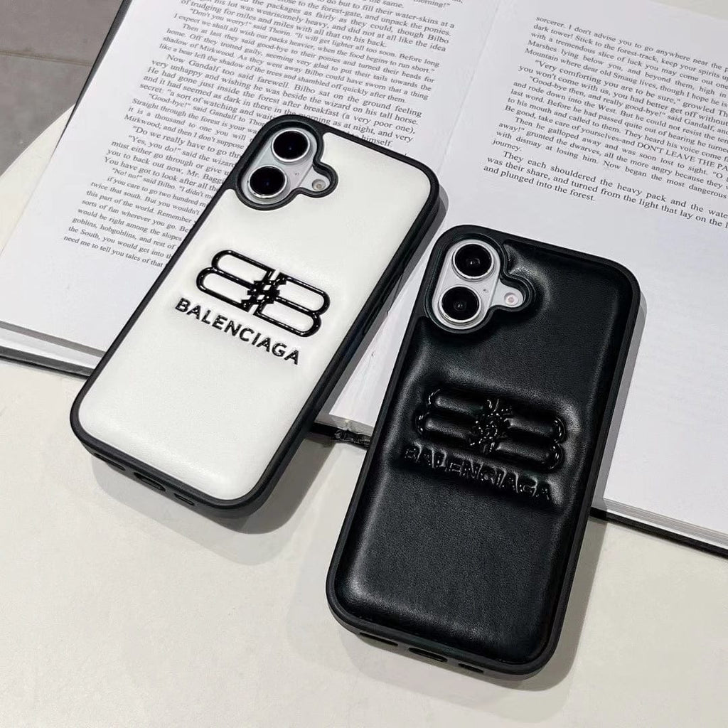 Tony Balenciaga BB Logo Embossed Leather iPhone Case