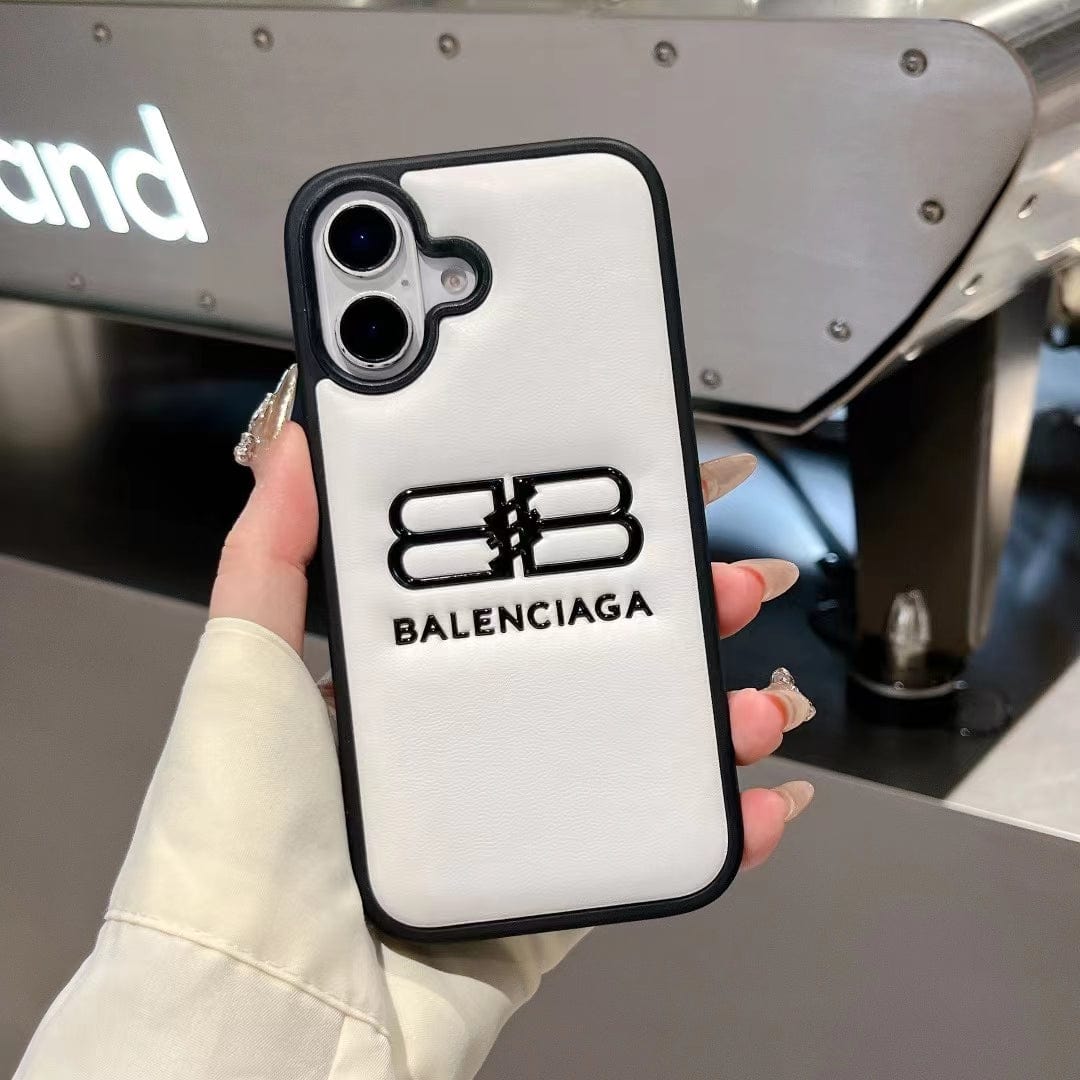 Tony Balenciaga BB Logo Embossed Leather iPhone Case