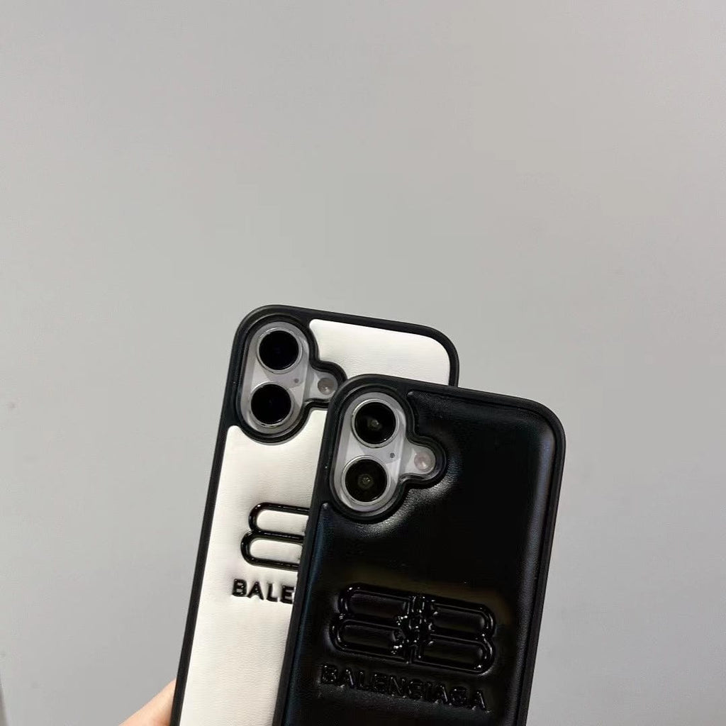 Tony Balenciaga BB Logo Embossed Leather iPhone Case