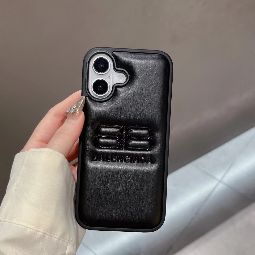 Tony Balenciaga BB Logo Embossed Leather iPhone Case