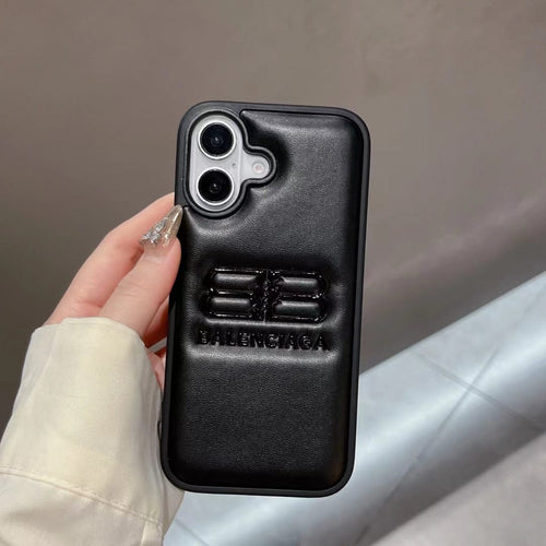Tony Balenciaga BB Logo Embossed Leather iPhone Case