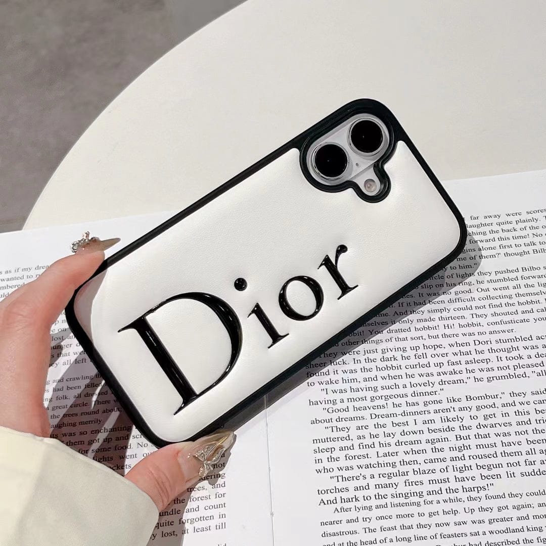 Tony Dior Embossed Logo Leather iPhone Case