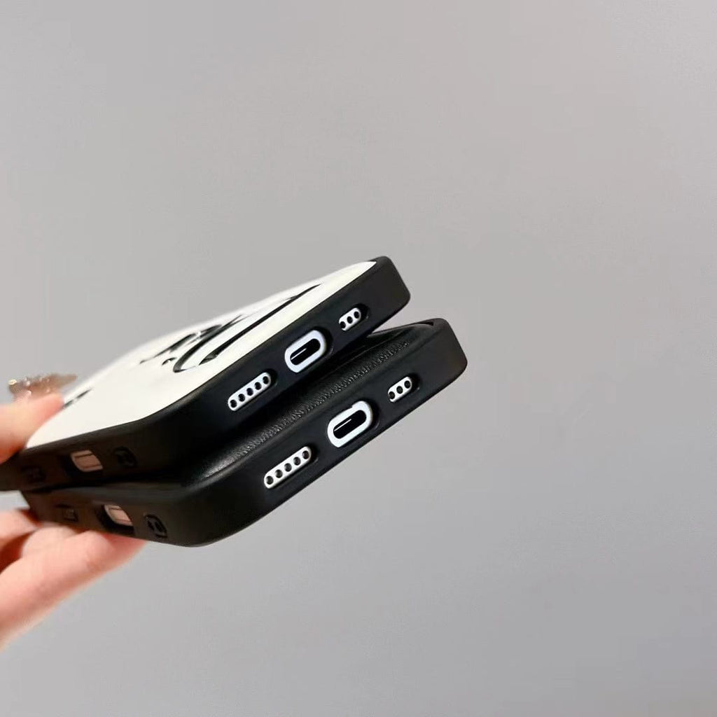 Tony Dior Embossed Logo Leather iPhone Case