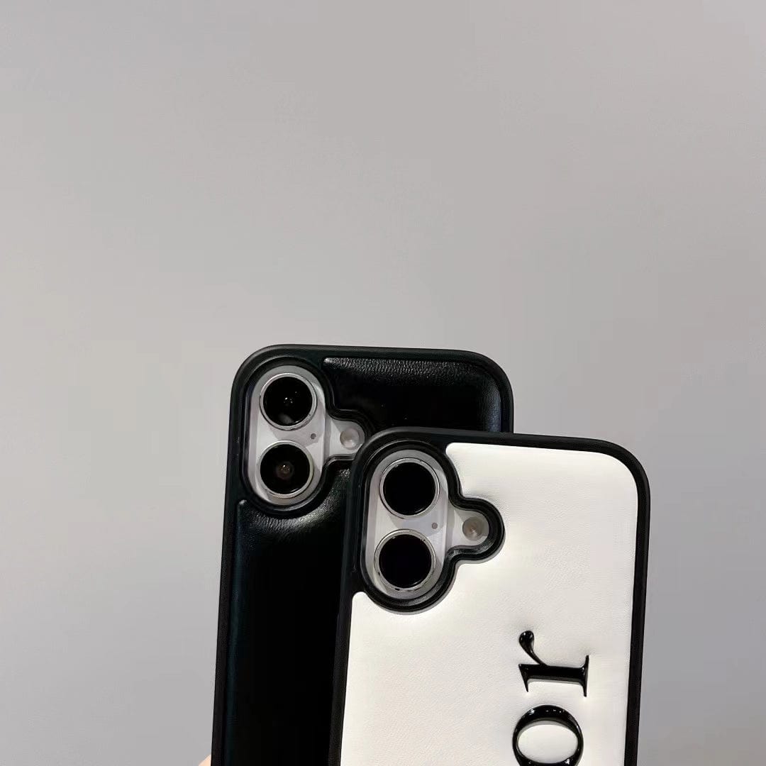 Tony Dior Embossed Logo Leather iPhone Case