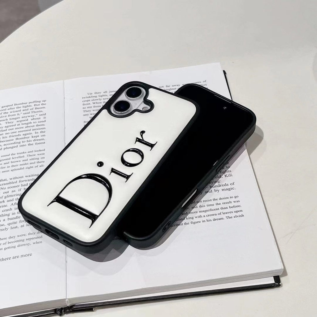 Tony Dior Embossed Logo Leather iPhone Case
