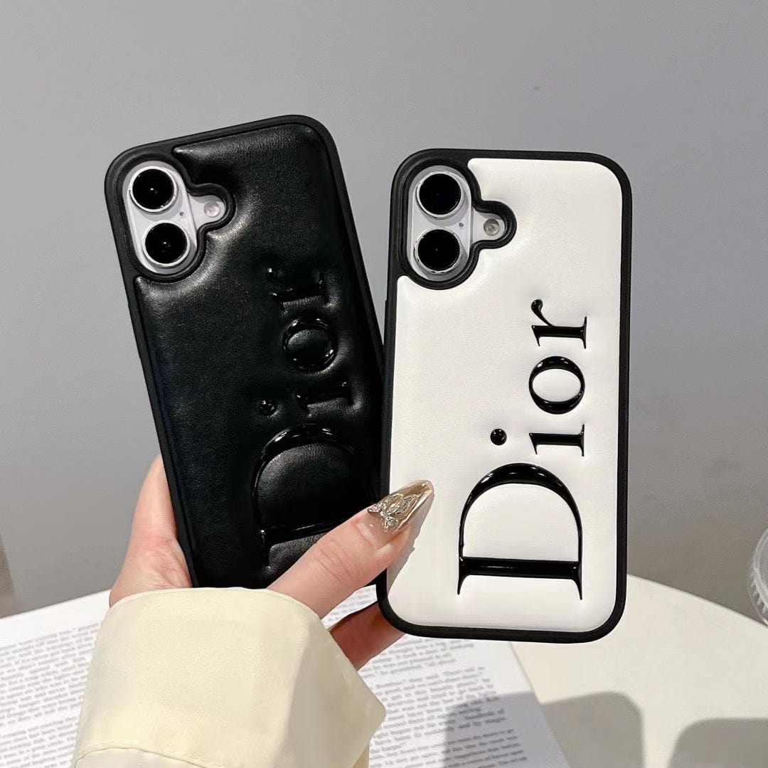 Tony Dior Embossed Logo Leather iPhone Case