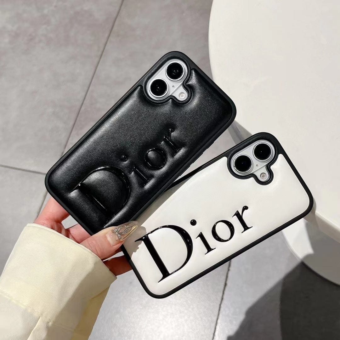 Tony Dior Embossed Logo Leather iPhone Case