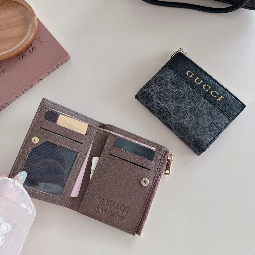 Tony Gucci Monogram Zip Wallet with Gold Logo – Bifold Design