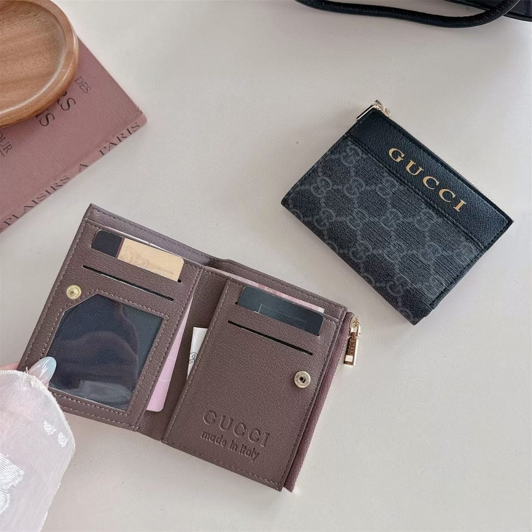 Tony Gucci Monogram Zip Wallet with Gold Logo – Bifold Design