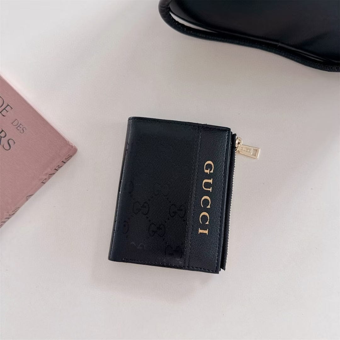 Tony Gucci Monogram Zip Wallet with Gold Logo – Bifold Design