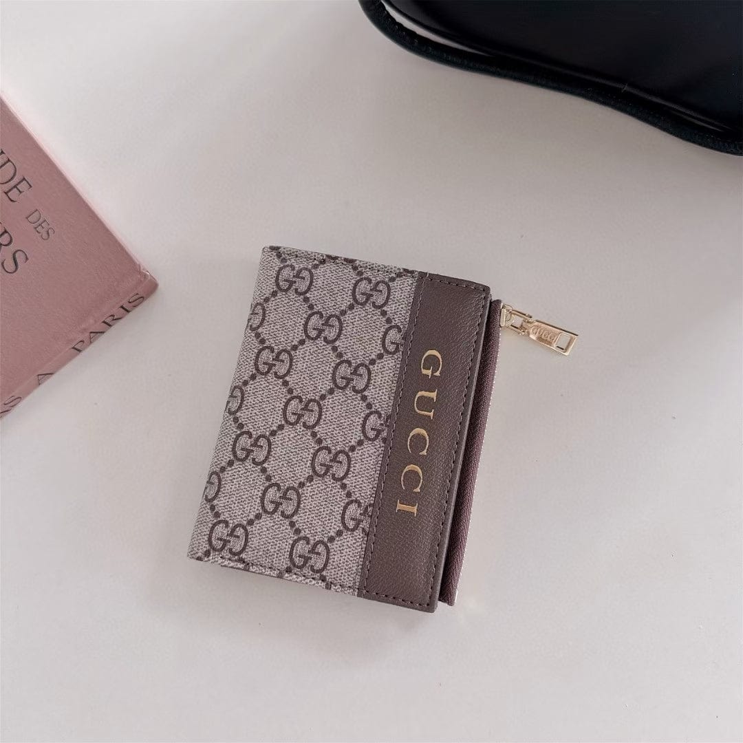 Tony Gucci Monogram Zip Wallet with Gold Logo – Bifold Design