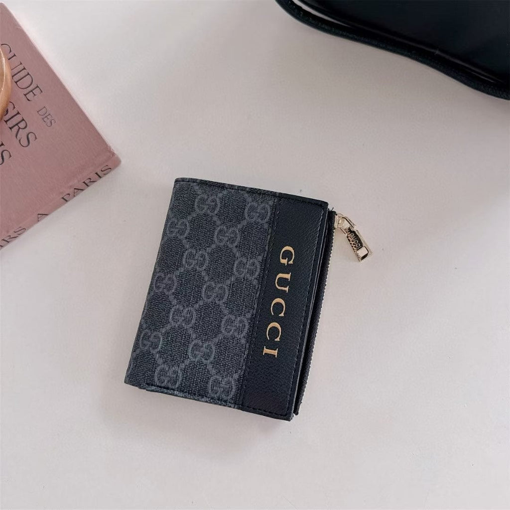 Tony Gucci Monogram Zip Wallet with Gold Logo – Bifold Design