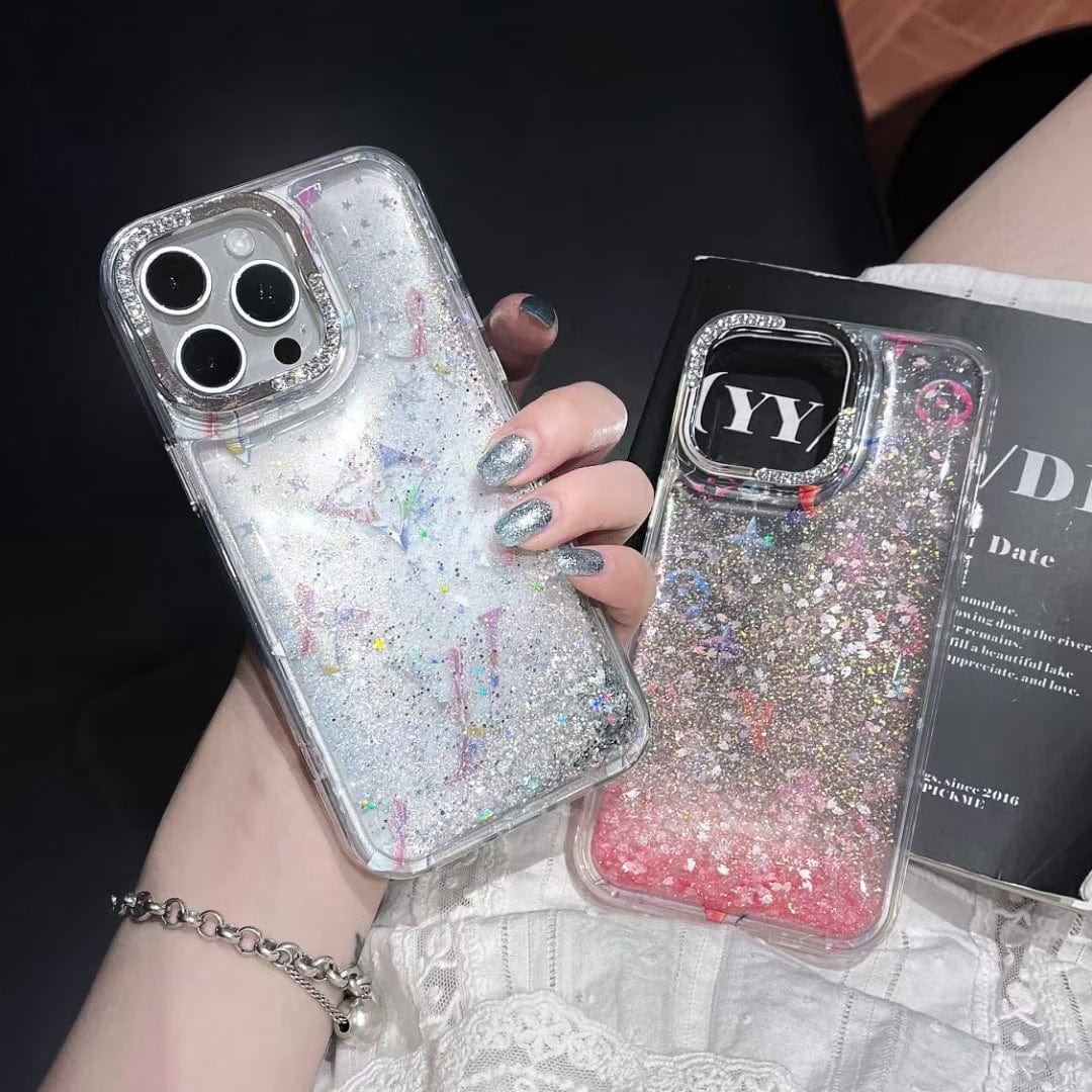 Tony Louis Vuitton Glitter Sparkle Monogram iPhone Case with Rhinestone Camera Ring