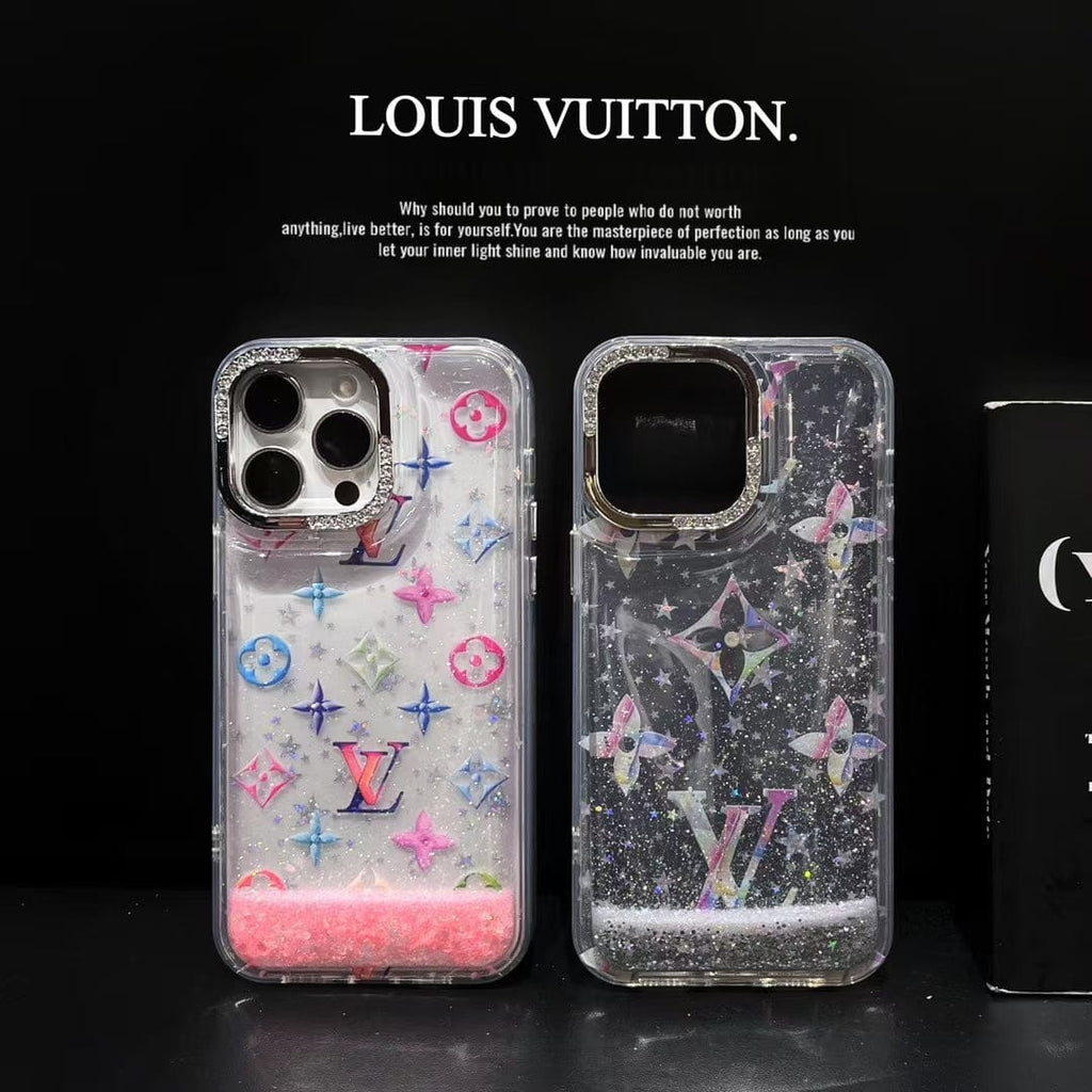 Tony Louis Vuitton Glitter Sparkle Monogram iPhone Case with Rhinestone Camera Ring