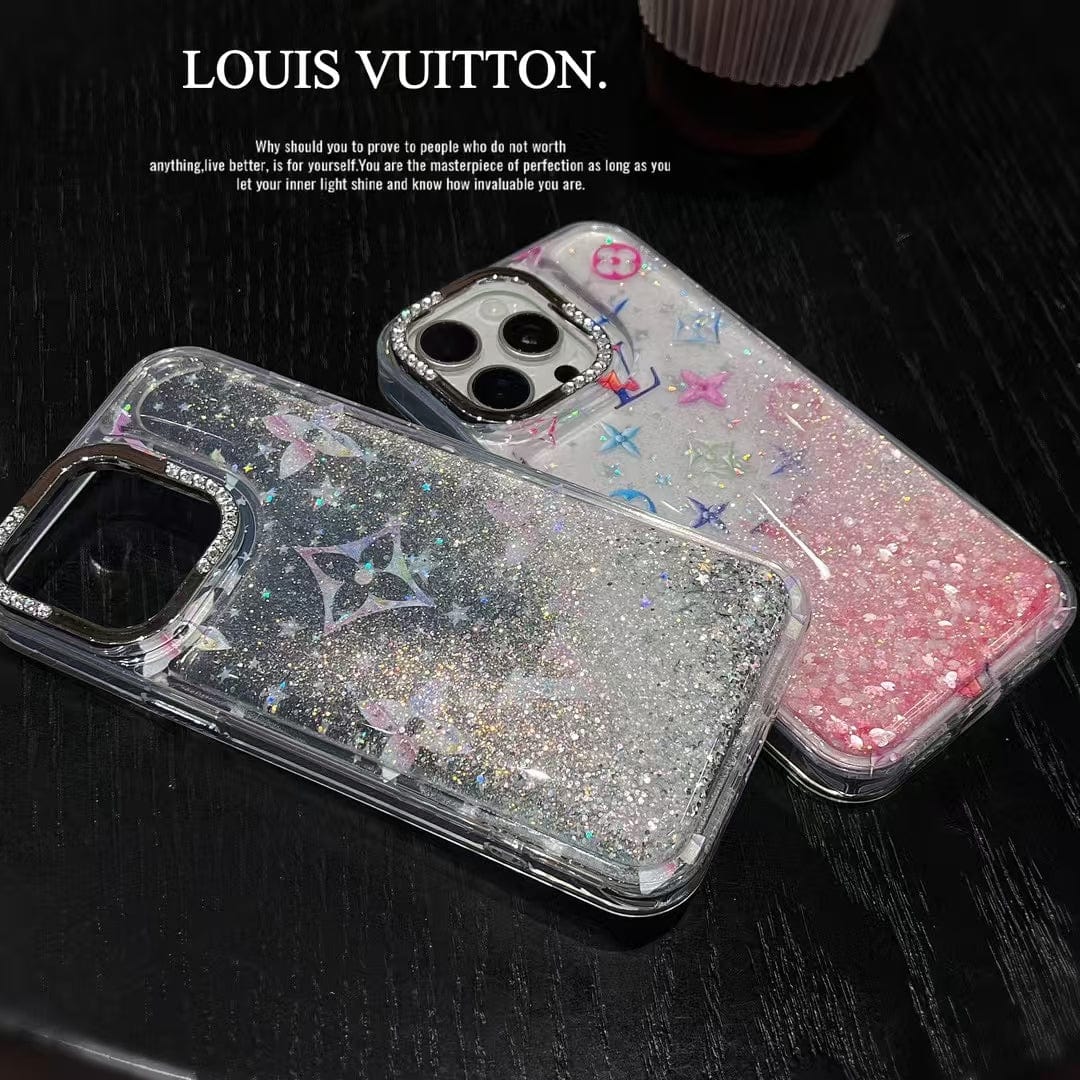 Tony Louis Vuitton Glitter Sparkle Monogram iPhone Case with Rhinestone Camera Ring